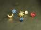 Mobile Preview: SOLAR SYSTEM. Tiny gold stud earrings